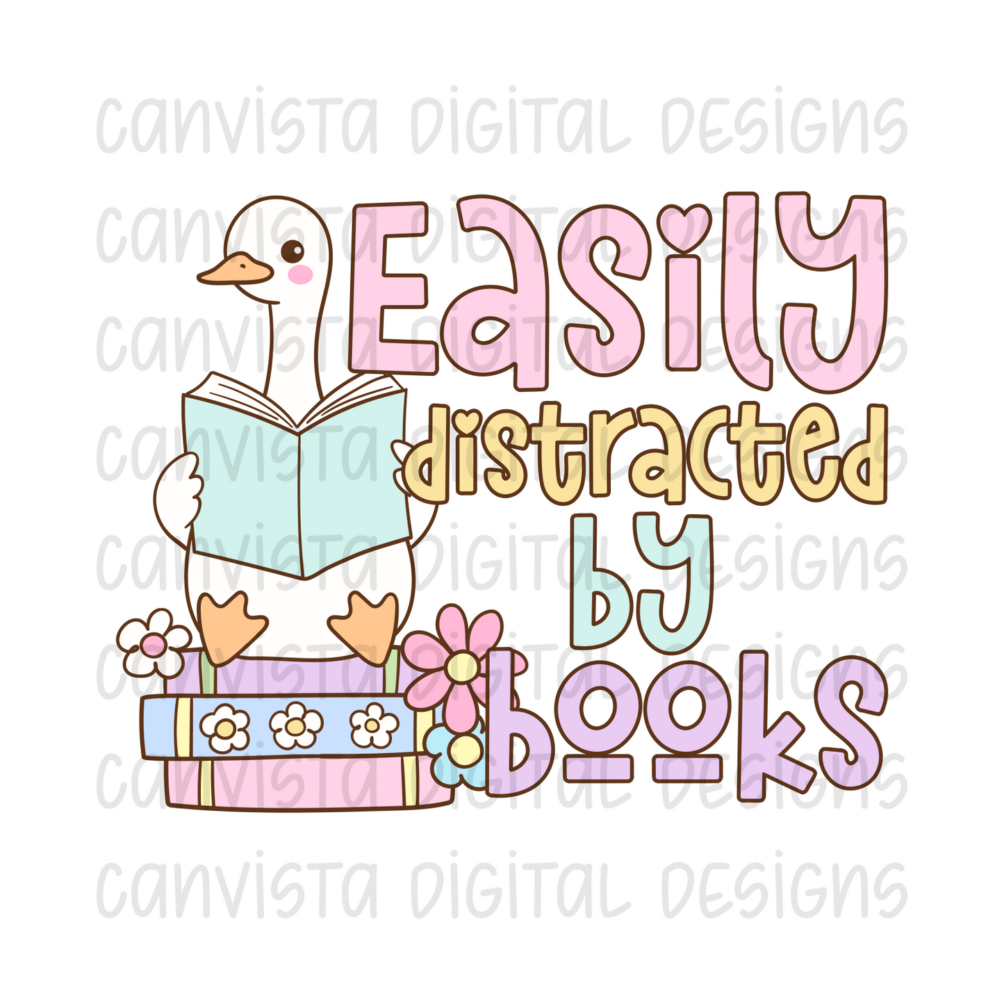 Easily Distracted By Books PNG File - Digital Design