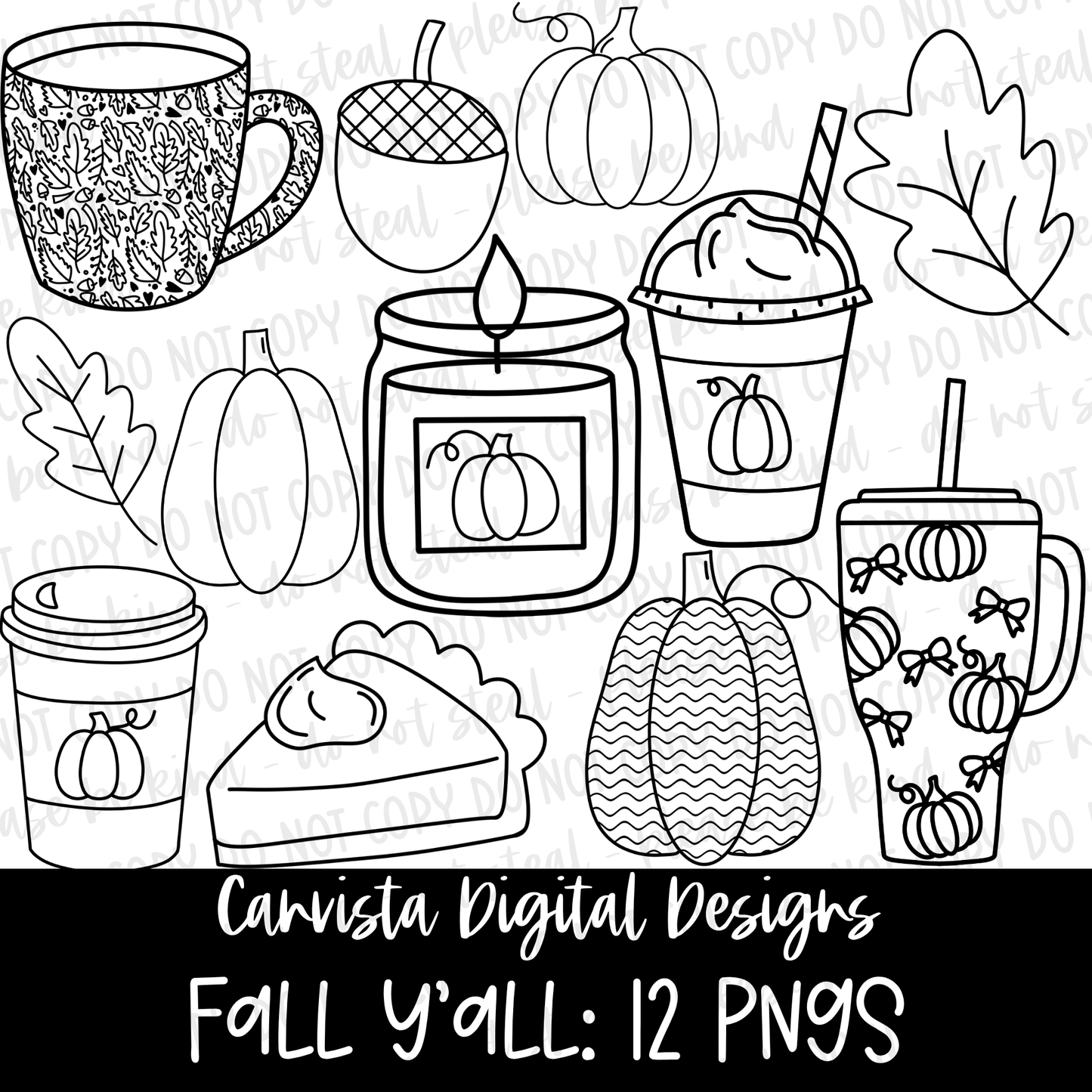 Fall Y'all Outline Set