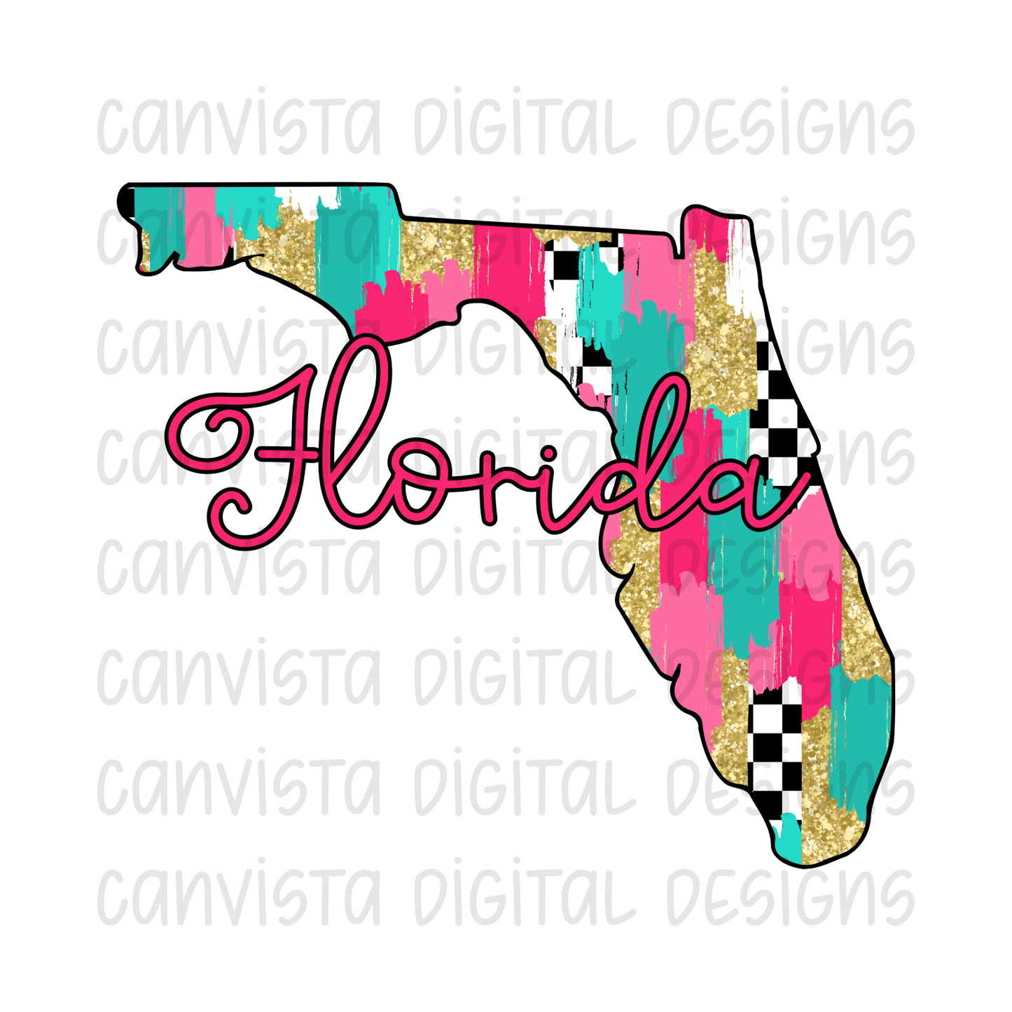 Checkered Florida PNG File - Digital Design