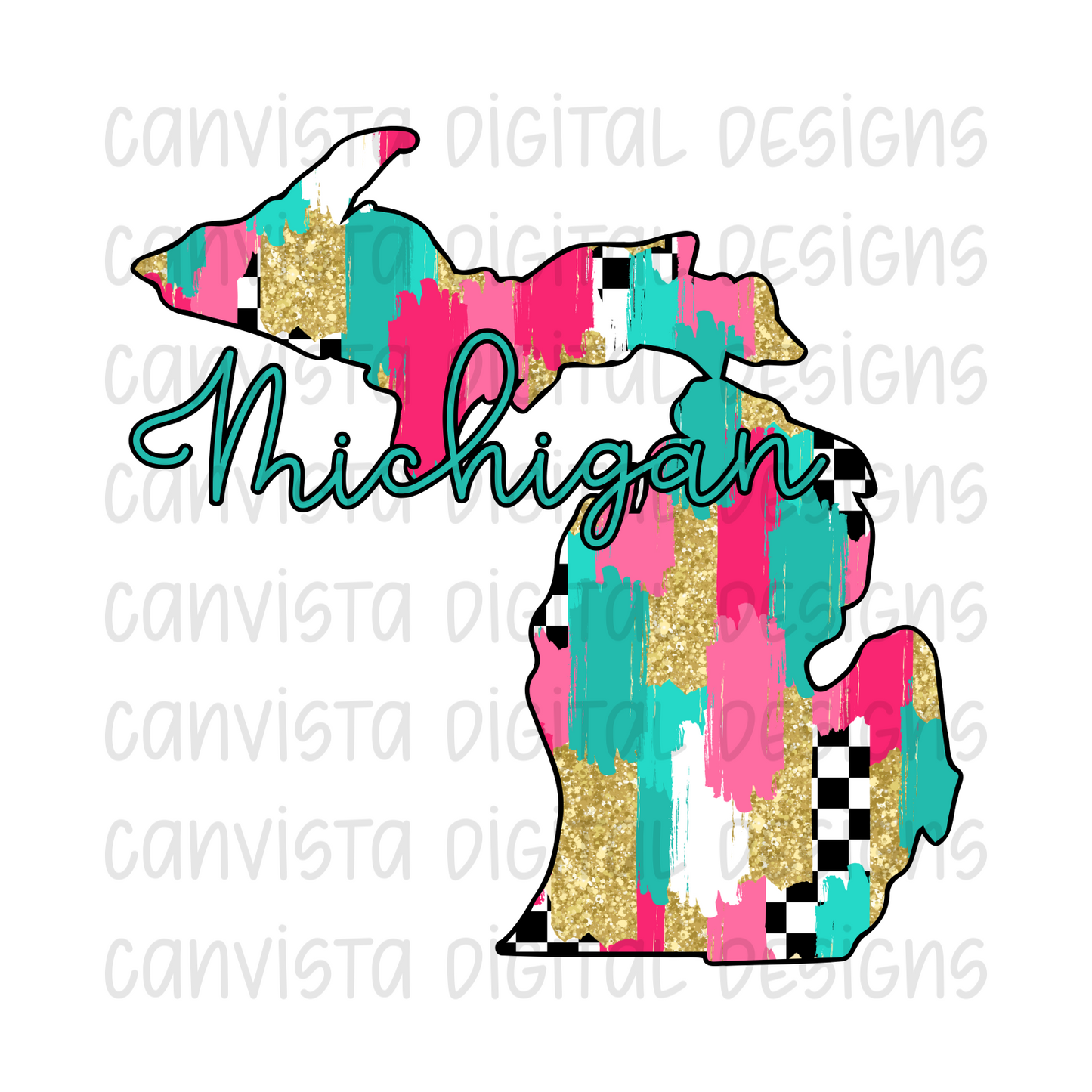 Checkered Michigan PNG File - Digital Design