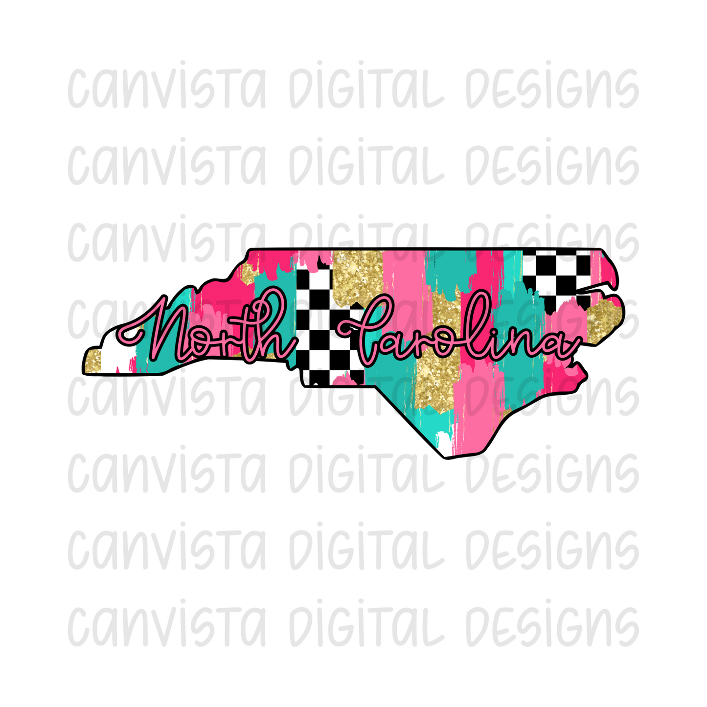 Checkered North Carolina PNG File - Digital Design