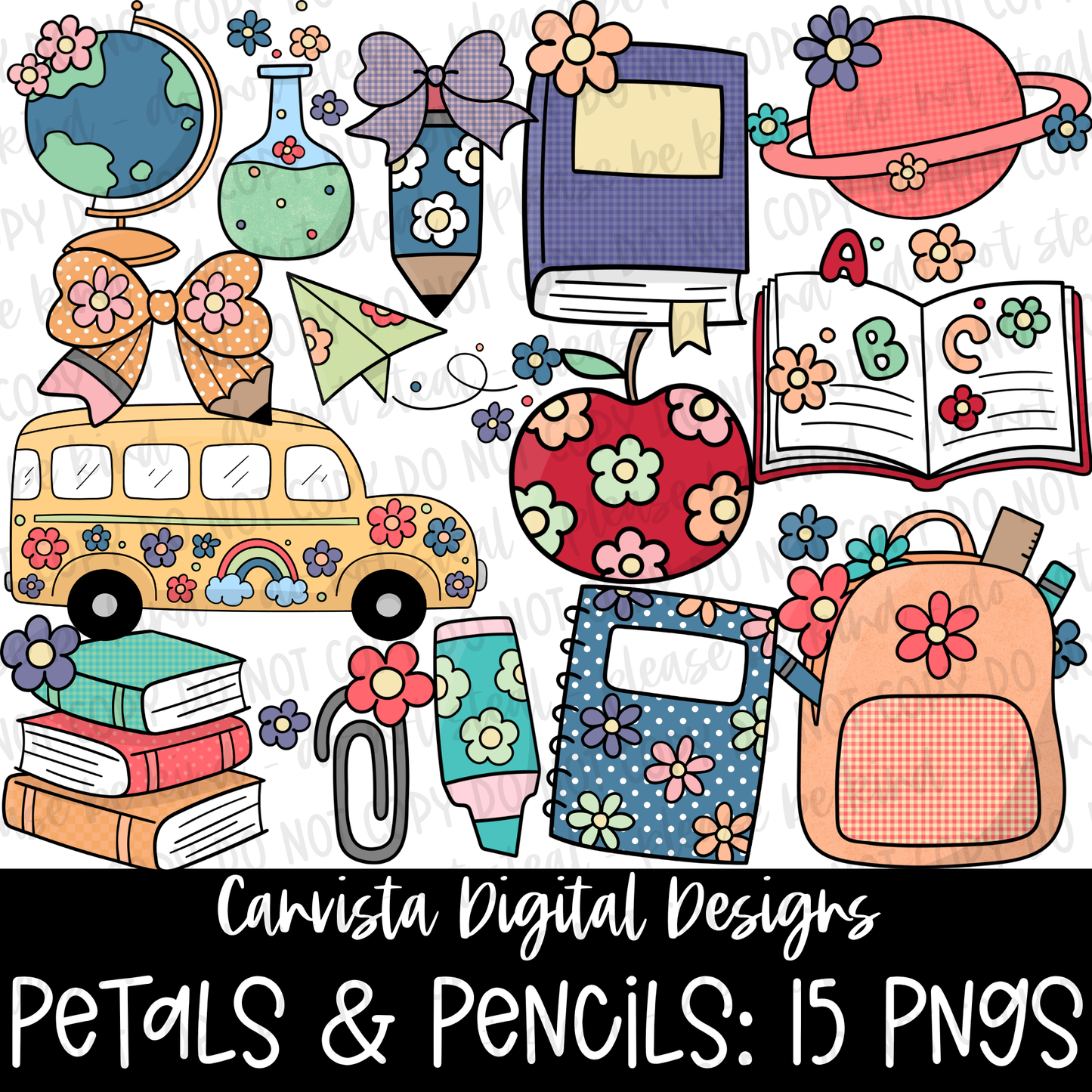 Petals & Pencils Clipart Set