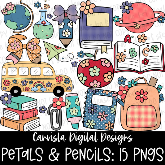 Petals & Pencils Clipart Set