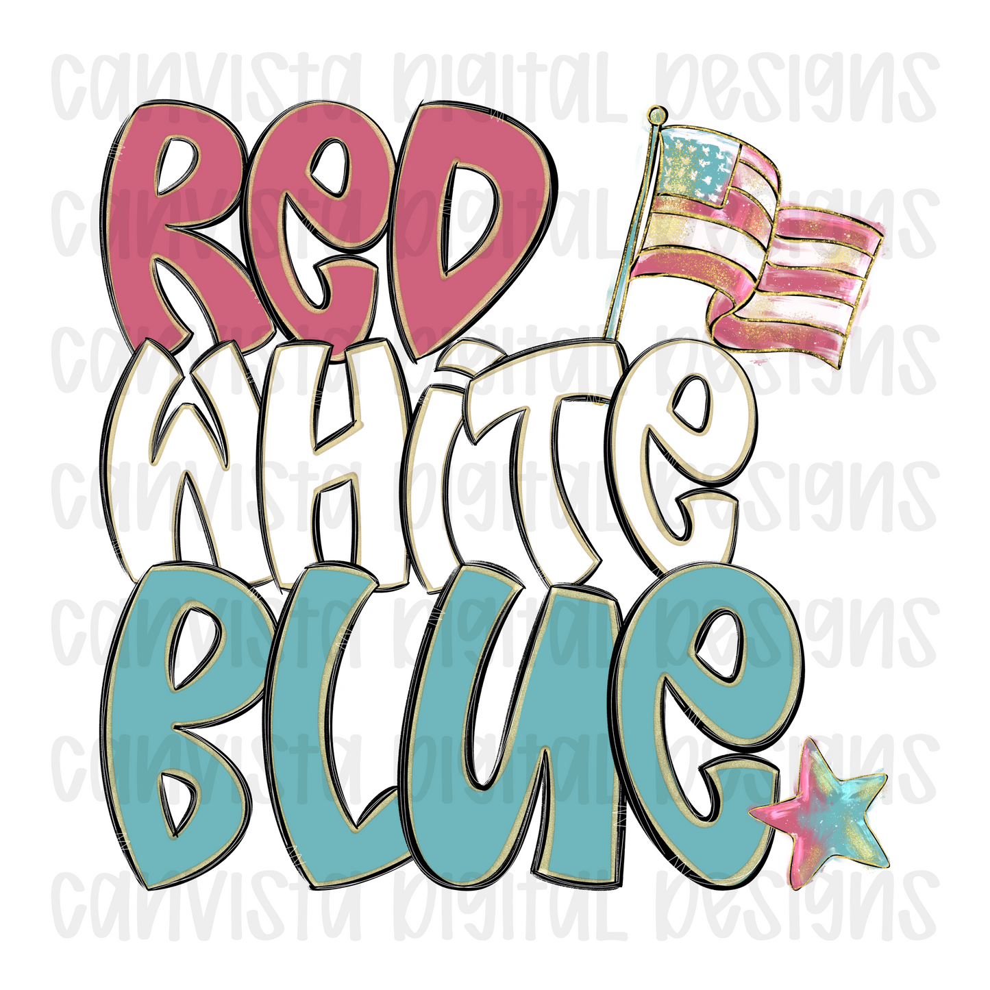Red White Blue Digital Design