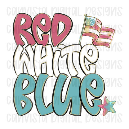 Red White Blue Digital Design