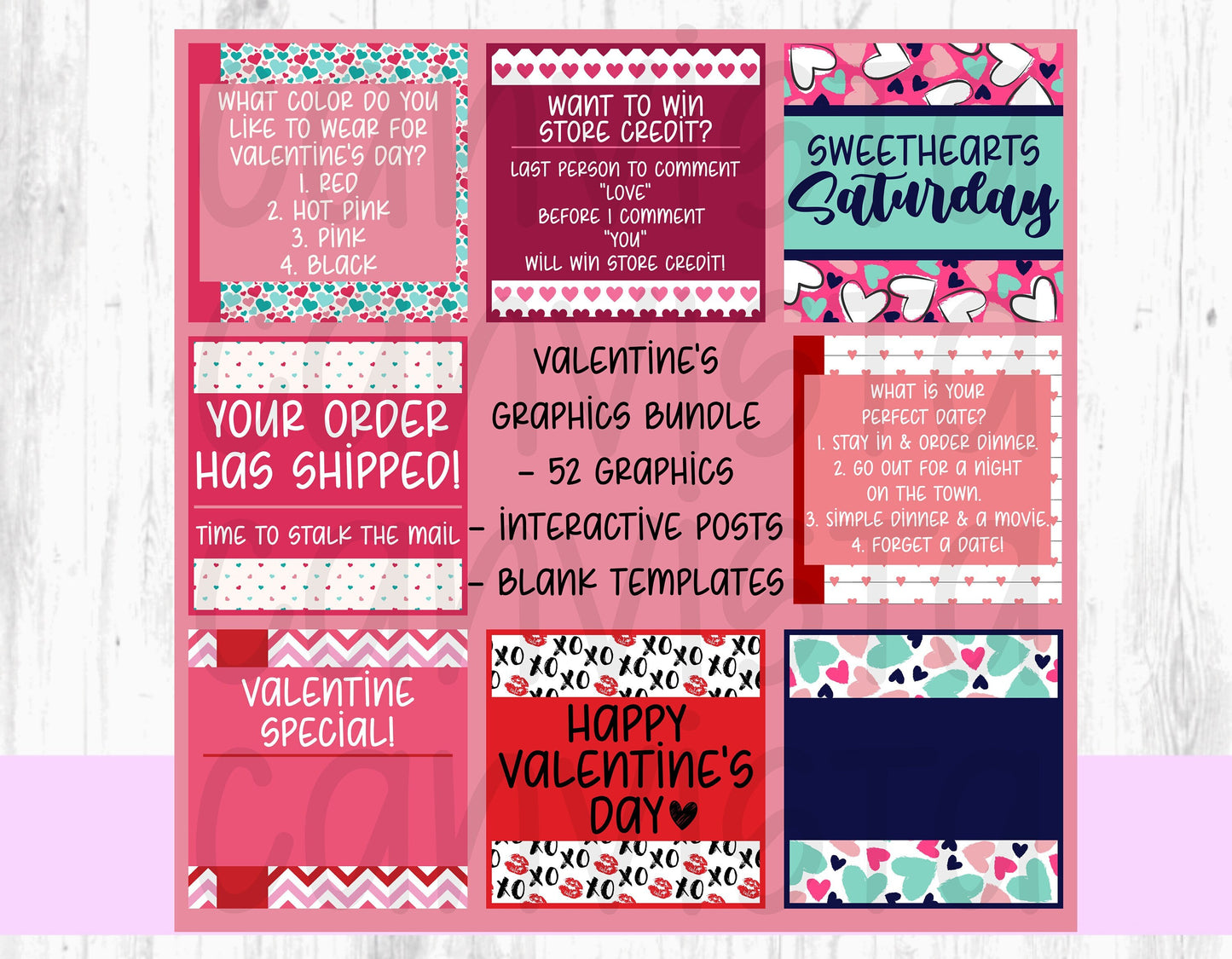Valentine's Day Graphics Release - Social Media Content - Facebook & Instagram Posts - Valentine's Engagement Bundle - Interactive Posts