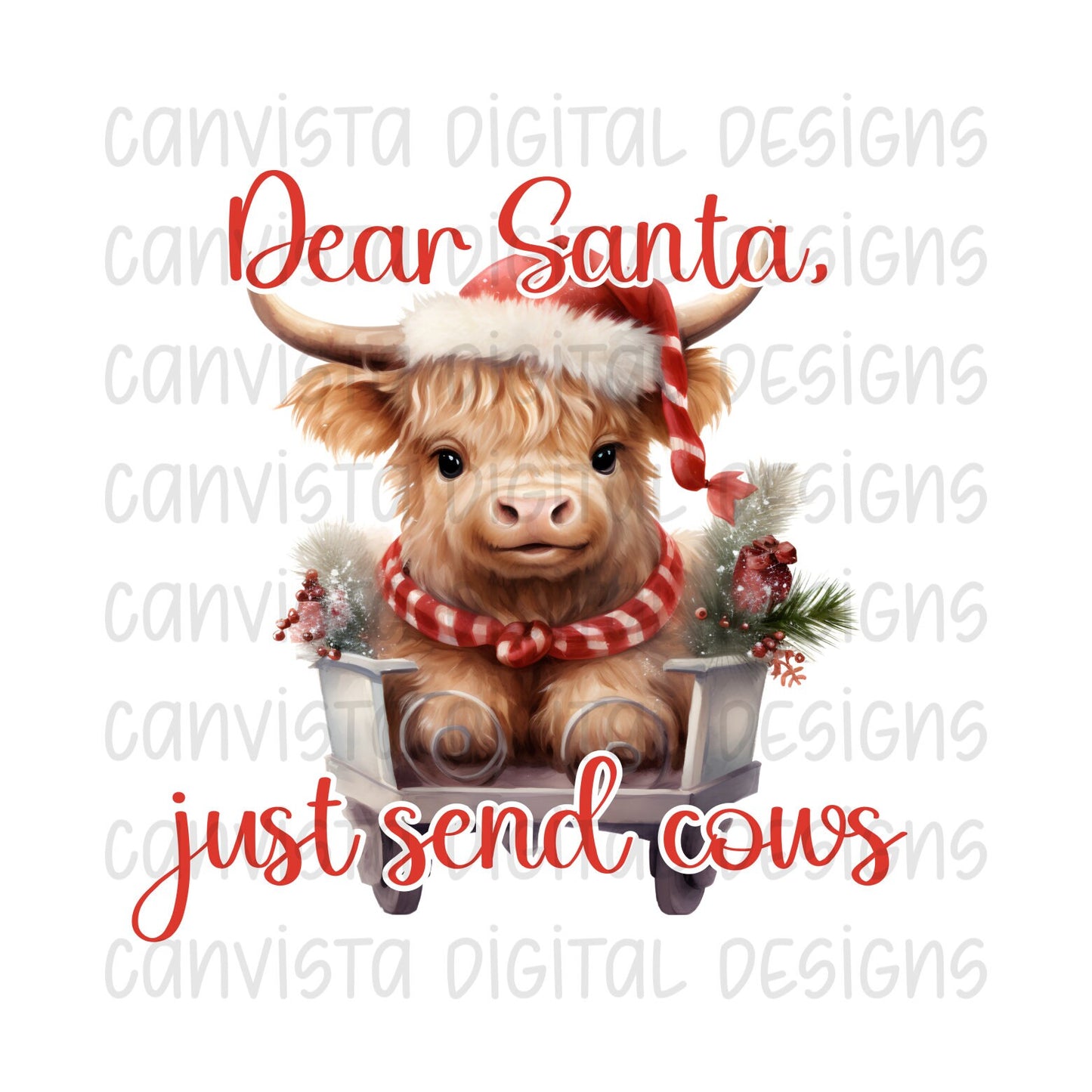 Dear Santa, Just Send Cows PNG File - Digital Design